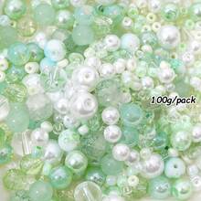 beadia 100/250g 2-10mm 綠色系列混色玻璃珠，多種款式，DIY珠寶製作、項鍊與手鍊手工藝用品，適合女性 - 綠色系 - 查看 8