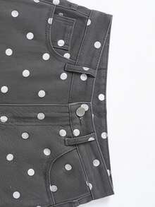 Celana Jeans Wanita Model Lurus Motif Polkadot Hitam & Abu-abu, Gaya Prancis Minimalis, Cocok untuk Perjalanan Santai dan Kencan Sehari-hari di Musim Gugur - Dark Grey - View 6