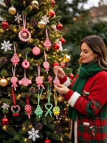 1pc Multicolor Fashionable Cute Soft Clay Heart Lollipop Christmas Tree Pendant, Suitable For Christmas Gift For Best Friends, DIY Jewelry Handmade Craft, Necklace, Earring, Keychain Making - Multicolor - View 1