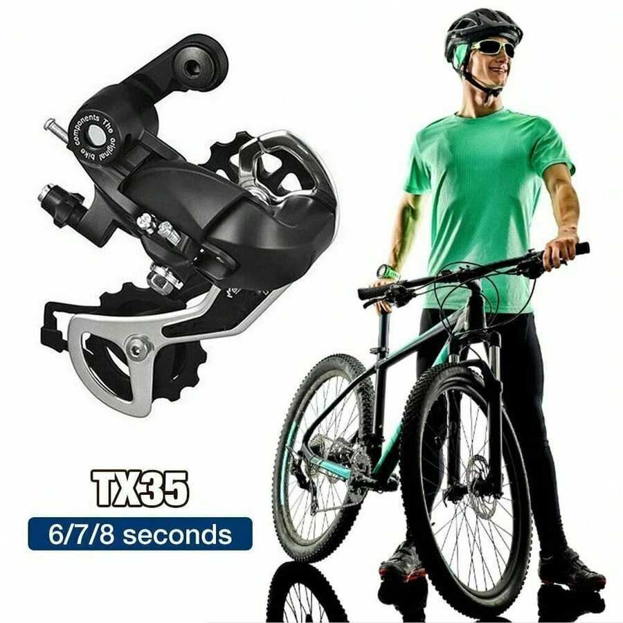 FOR Tourney TX35 5/6/7/8Speed Direct Mount MTB Bike Rear Mech Derailleur - Black and White - View 1