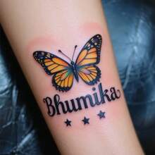 4pcs Butterfly Floral Letter Temporary Tattoo Stickers Set, Waterproof Long Lasting Fake Tattoos, Colorful Body Art Decals For Wrist, Party Festival Decorations, Easy To Apply & Remove - Multicolor - View 5