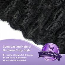 VALLBEST Deep Burmese Curly Bundles Human Hair With 4x4 HD Lace Closure Plucked 16 18 20Inch+14 In Deep Wave Bundles 100% Unprocessed Virgin Hair Sew In Human Hair Bundles Double Weft With Spiral End Human Hair Extensions Natural Black - Natural Black - View 6