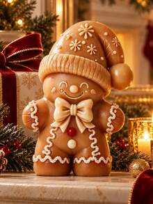 Cute Christmas Gingerbread Man Candle Silicone Mold, Bowtie Gingerbread Christmas Hat Mold, Handmade Christmas Gift Home Decor Making Tool - Silicone Candle Mold - View 2