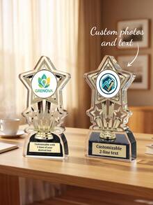 1pc Custom Star Acrylic Trophy, Custom Photo And Text,Personalized Award Trophy For Competition, Sports, Office Employee Recognition, Graduation Ceremony Prize - Multicolor - View 1