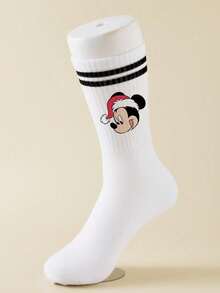 1/5 Pairs Disney Men's Mid-Calf Socks, Double Stripe Graphic, Simple Breathable Sports Socks, Fun Halloween Gift Socks - Multicolor - View 7