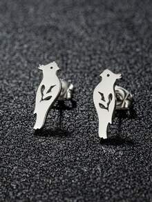 1Pair Cute Small Parrot Stud Earrings Stainless Steel Fashion Animal Earrings Female Small Earring Wedding Jewelry - GED373 - View 1