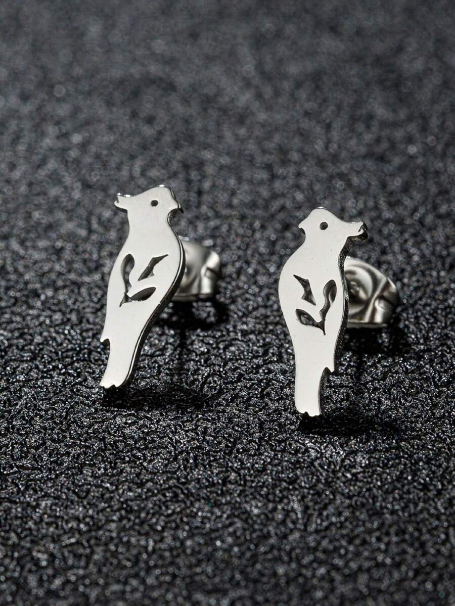 1Pair Cute Small Parrot Stud Earrings Stainless Steel Fashion Animal Earrings Female Small Earring Wedding Jewelry - GED373 - View 1