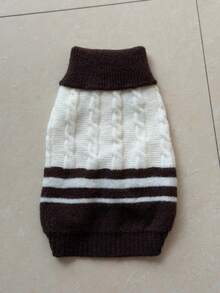 White Coffee Color Preppy Style Pet Sweater, High Neck Knitted Outfit For Cats And Dogs In Autumn/Winter - Multicolor - View 7