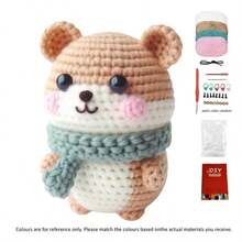 Squirrel, Bear, Alpaca, Hamster - Crochet Kit Material Pack - Adult Beginner Crochet Kit With Step-By-Step Text Tutorial, Squirrel, Bear, Alpaca, Hamster - Kit, Four Animal Options, Cute And Fun Home Decor, Birthday, Valentine's Day, Holiday Gift (Not A Finished Product, Requires Hand Crochet) - C-Multicolor Set - View 7