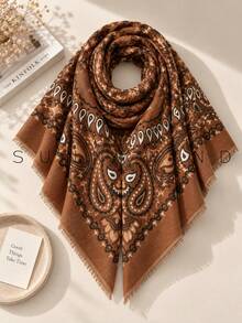 1pc Women's Paisley Pattern Fashion Elegant Versatile Polyester All-Season Daily Wear - Dark Brown - View 4