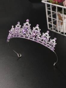 1pc Fashionable Exquisite Alloy Hair Crown, Suitable For Women's Wedding Party Hair Accessory - Lilac Purple - View 3