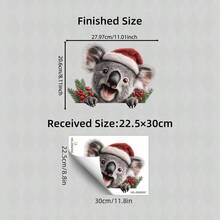 1PC Cute Peeking Koala Christmas Static Window Clings, Xmas Glass Decor, Holiday Window Display For Home Living Room, Cafe, Retail Shop Window - Multicolor - View 13
