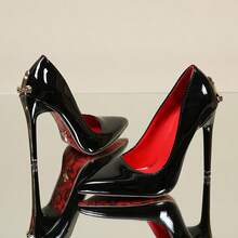 Pointed Toe Slingback Sexy High Heel Shoes For Women, Silver Rhinestone Single Strap Open Back Pumps, Elegant French Style Sandals, Spring Summer High Heel Slides (Runs Half Size Small) - Black - View 9