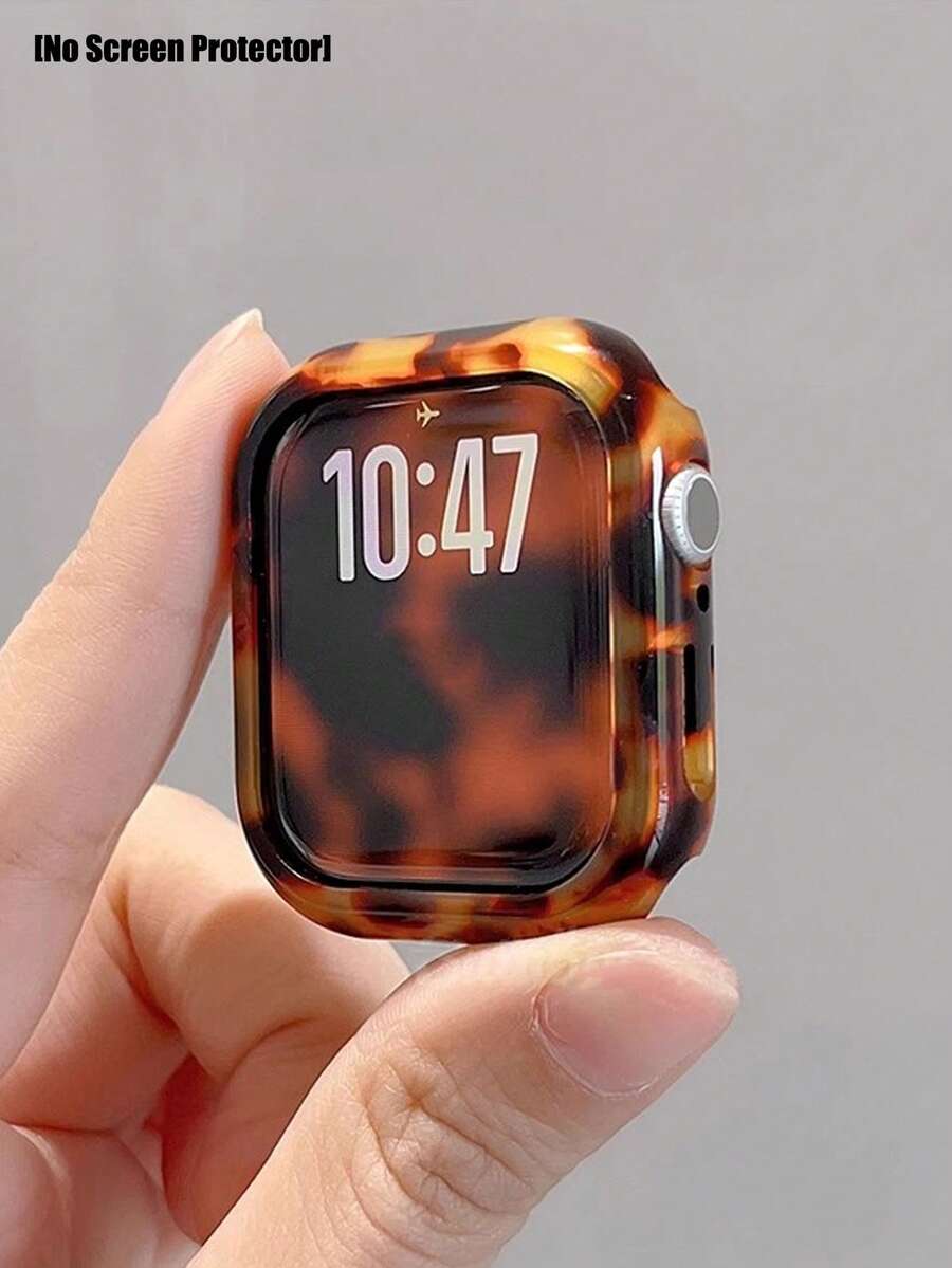1pc Resin Amber Hard PC Watch Protective Case, Hollow Design, Shockproof, Protective Shell, Compatible With Apple Watch 38/40/41/42/44/45/46mm, Compatible With Apple Watch Series SE/12/11/10/9/8/7/6/5/4/3/2/1, Smart Watch Protective Case Accessory