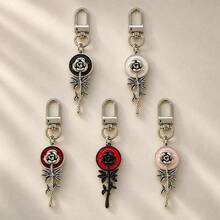 1pc/5pcs Women's Simple Alloy Painted Oil Drip Rose Pendant Charm, Retro Dark Style Bag Pendant, Holiday Gift For Friends, Handbag Accessory - Multicolor - View 12