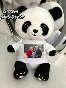 Custom Photo Filled Animal Personalized Panda Plush Doll, Cute Room Decor, Birthday Gift For Couples, Friends And Children - Multicolor - View 1