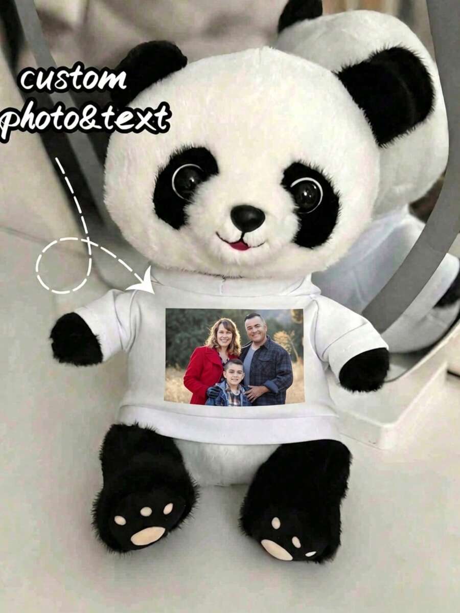 Custom Photo Filled Animal Personalized Panda Plush Doll, Cute Room Decor, Birthday Gift For Couples, Friends And Children - Multicolor - View 1