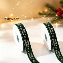 1pc/Pack 10yd/Roll Christmas Party Gift Wrapping Paper Box Bag Decoration Ribbon Webbing Flocked Tape Foil Stamped - View 14