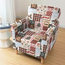 1pc Christmas Print Elastic Small 5-Piece Chair Cover, Single Seat Dust-Proof Sofa Cover For Living Room And Bedroom, All Season - Multicolor - View 15
