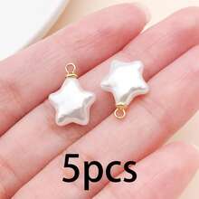 Random 5/20Pcs Mixed Shapes Baroque Faux Pearl Charms, Star Shell Shape White Pearl Pendants With Loop For DIY Earrings Necklace Jewelry Making - White - View 17
