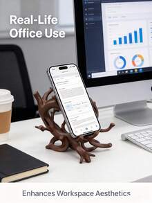 Spooky Twisted Tree Branch Phone Stand, 3D Printed Goth & Halloween Decor Rustic Tree Root Cell Phone Stand,Nature Inspired Desktop Phone Holder,Decorative Phone Mount For Video Calls Streaming,Universal Cellphone Cradle - Multicolor - View 8