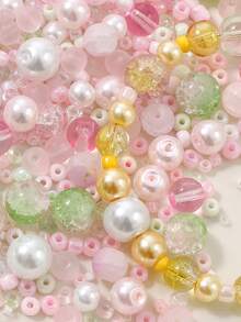 beadia 100/250g 2-10mm 綠色系列混色玻璃珠粉末，多種款式，適用於DIY珠寶製作、項鍊與手鍊手工藝用品，適合女性 - 粉綠色系 - 查看 4