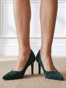 Pointed Toe Comfortable High-End Women's High Heels Commute Plain Tendance Office All Season - Green - View 4