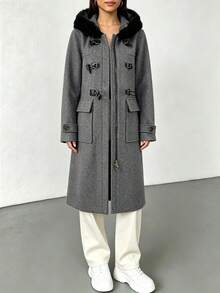Women Trench Coats - Dark Grey - View 3