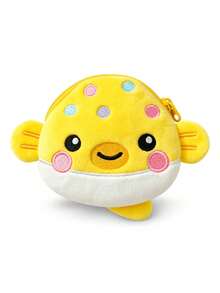 Cartoon Pufferfish-Shaped Plush Coin Purse, Colorful Embroidered Small Animal Zipper Pouch, Portable Pouch For Earphones And Small Items - Multicolor - View 8