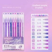 9pcs Morandi Color Gel Pen Set, Gradient Transparent Barrel, 0.6mm Ballpoint Tip, Suitable For Drawing, Fluorescent Marking, Student Back To School Stationery Gift - Multi-color - View 13