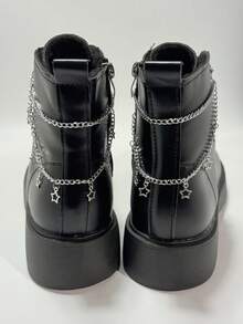 2pcs/Set Pentagram Pendant Double Layer Shoe Chain, Y2K Personalized Shoe Decoration Chain, Suitable For Boots, Sneakers, DIY Shoe & Boot Decoration Small Gift - Silver - View 6