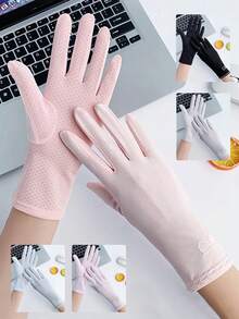 1 Pair Women's Summer Sun Protection Gloves, UV Resistant Thin Design, Anti-Slip Touchscreen For Driving, Cycling And Electric Scooter - A - View 1