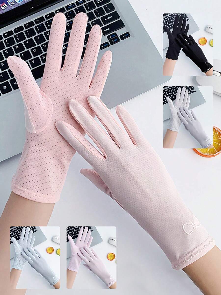 1 Pair Women's Summer Sun Protection Gloves, UV Resistant Thin Design, Anti-Slip Touchscreen For Driving, Cycling And Electric Scooter - A - View 1
