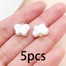 Random 5/20Pcs Mixed Shapes Baroque Faux Pearl Charms, Star Shell Shape White Pearl Pendants With Loop For DIY Earrings Necklace Jewelry Making - White - View 14