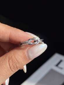 1pc Moissanite Ring, Unique Double Knot Split Band Design, Suitable For Women's Daily Wear And Anniversary - Twin Moissanite Ring - View 3