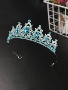 1pc Minimalist Queen Crown Bridal Party Wedding Jewelry... - Baby Blue - View 4