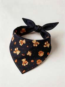 LUCKIE PAL 1pc Cute Bear Print Pet Bandana Triangle Scarf Suitable For Cats And Dogs Indoor And Outdoor - Multicolor - View 5