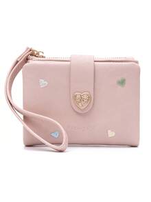 1pc New Heart Embroidery Short Wallet Korean Style PU Minimalist Versatile Multi-Card Slot Student Zipper Coin Purse Multifunctional ID Card Bank Card Storage Small Bag Daily Storage Bag Party Travel ID Holder Birthday Gift New Year Gift For Best Friend Classmate Friend Wallet - Multicolor - View 15