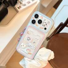 GUCADI Pink Card Holder Korean Cartoon Animal Full Coverage TPU Soft Shell Phone Case Compatible With Apple 18Pro Max/17/16/15/14/13/12/11 All Series - Multicolor - View 9