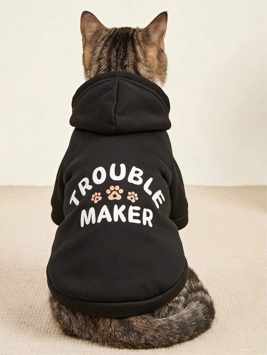 PETSIN 1pc Pet Dog Hoodie, Warm Autumn/Winter Outfit, Hooded Sweatshirt For Small Dogs Like Poodle, Teddy, Bichon Frise, Suitable For Small Cats & Dogs - Black - View 1