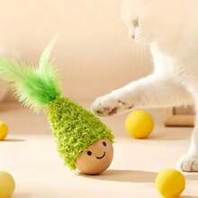 1PC Cat Self-Entertainment Wobble Toy, Cartoon Plush Feather Teaser, Swinging Rotating Interactive Boredom Relief Toy, Indoor Durable Intelligent Pet Cat Supplies - Multicolor - View 2