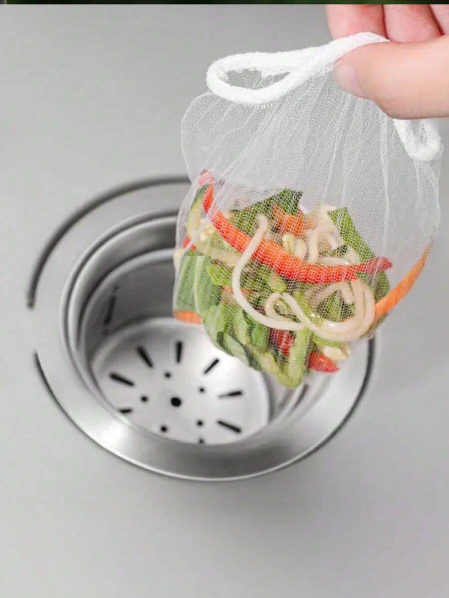 100pcs Disposable Sink Strainer Bags, Kitchen Sink Filter Mesh Anti-Clogging Elastic Garbage Bags, Fits Most Sink Strainer Sizes, Kitchen Supplies Kitchen Accessories Kitchen Tools - A - View 1