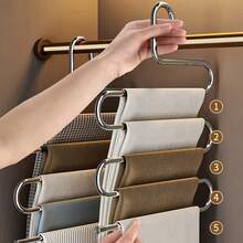 5-Tier Pants Rack - S-Shaped Non-Slip No-Mark Multi-Layer Wardrobe Storage Rack, Designed For Jeans And Long Pants, Space-Saving, Helps You Achieve A Tidy Wardrobe Storage - Multicolor - View 9