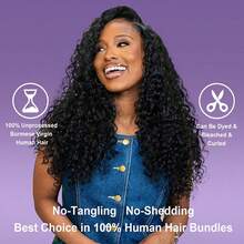 VALLBEST Deep Burmese Curly Bundles Human Hair With 4x4 HD Lace Closure Plucked 16 18 20Inch+14 In Deep Wave Bundles 100% Unprocessed Virgin Hair Sew In Human Hair Bundles Double Weft With Spiral End Human Hair Extensions Natural Black - Natural Black - View 7