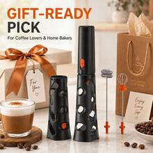 Mini Electric Milk Frother, Foldable Egg Beater, Coffee Stirrer, Hands-Free Mixing, Equipped With Two Interchangeable Whisk Heads, Suitable For Coffee Lovers And Baking Enthusiasts - Default - View 9