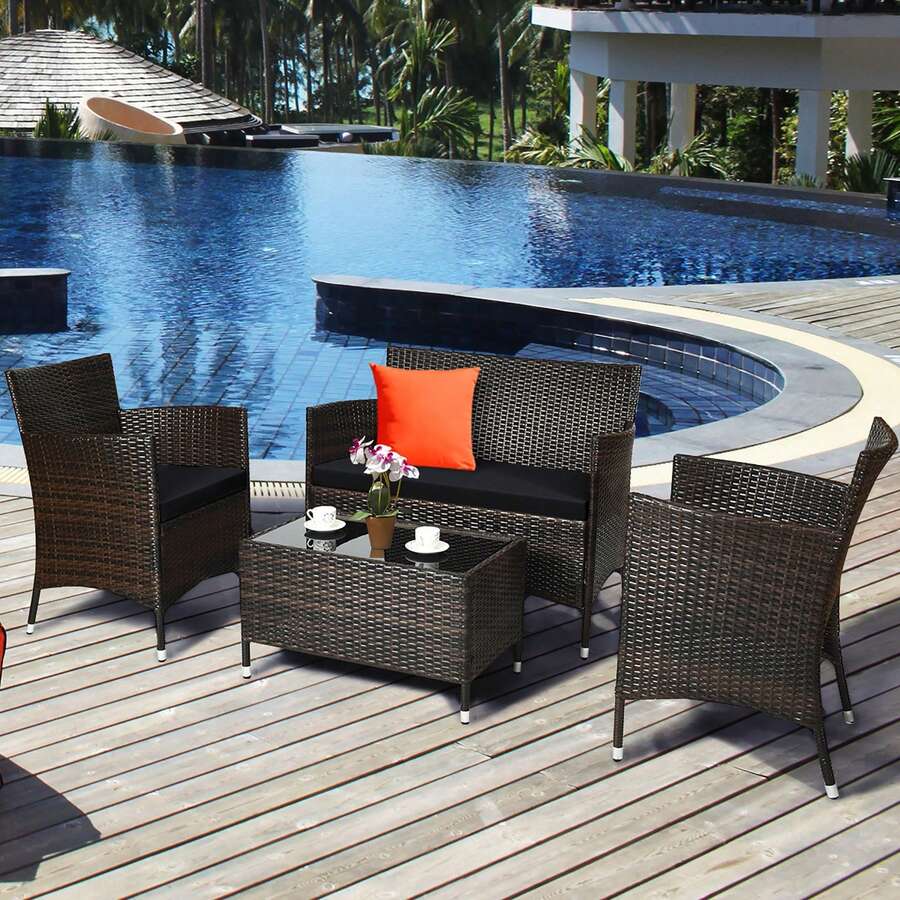 Outdoor Table & Chair Sets - Black - View 1