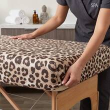 Leopard Print Massage Bed Cover 3-Piece Set | Extra Large Spa Bed Sheet (94.5"X76.4") | For Beauty Salon And Tattoo Shop - White - View 4