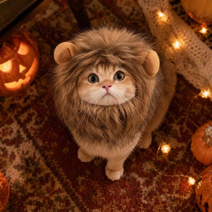 1pc Cute Lion Mane Pet Headwear, Halloween Cosplay Costume Headpiece, Soft Plush Lion Funny Headpiece, Party Photo Prop, Suitable For Small Dogs/Cats/Rabbits