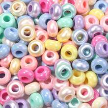 50/100pcs Acrylic Pearlized Crinkled Wheel Beads,Iridescent Textured Large Hole Spaced Beads For DIY Jewelry Making Bracelets,Mobile Phone Chain - Random Color - View 2