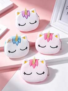Unicorn Mini Coin Purse, Cute Cartoon Plush Earphone & Data Cable Small Coin Pouch, Kids Storage Wallet, Cartoon Plush Mini Coin Bag Earphone & Data Cable Pouch - Multicolor - View 2